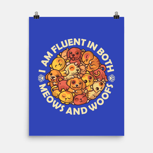 Fluent In Meows And Woofs-None-Matte-Poster-erion_designs