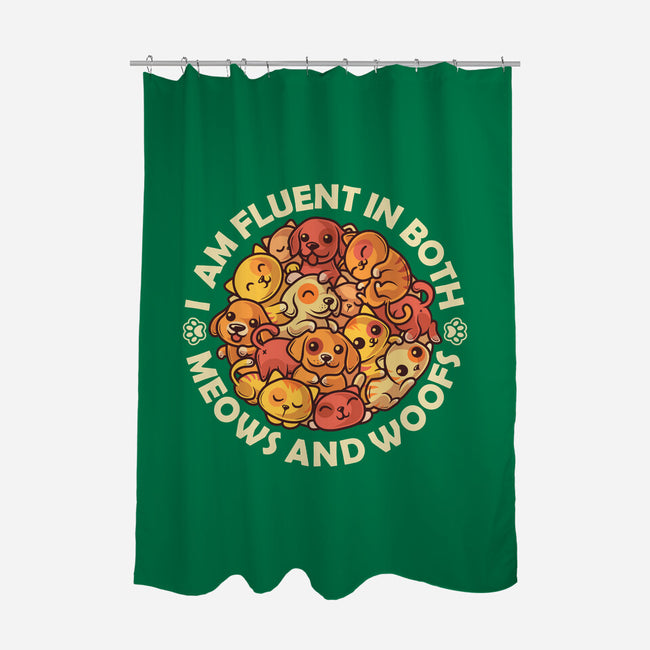 Fluent In Meows And Woofs-None-Polyester-Shower Curtain-erion_designs