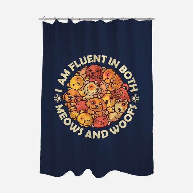 Fluent In Meows And Woofs-None-Polyester-Shower Curtain-erion_designs