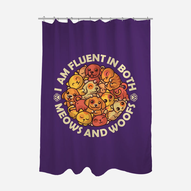 Fluent In Meows And Woofs-None-Polyester-Shower Curtain-erion_designs