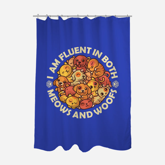 Fluent In Meows And Woofs-None-Polyester-Shower Curtain-erion_designs