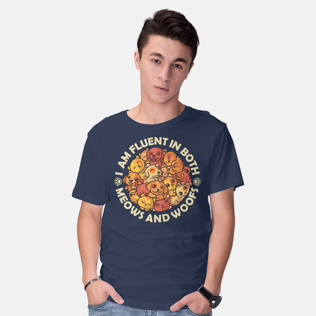 Fluent In Meows And Woofs-Mens-Basic-Tee-erion_designs