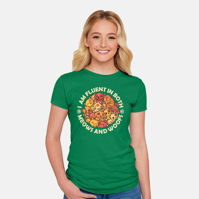 Fluent In Meows And Woofs-Womens-Fitted-Tee-erion_designs