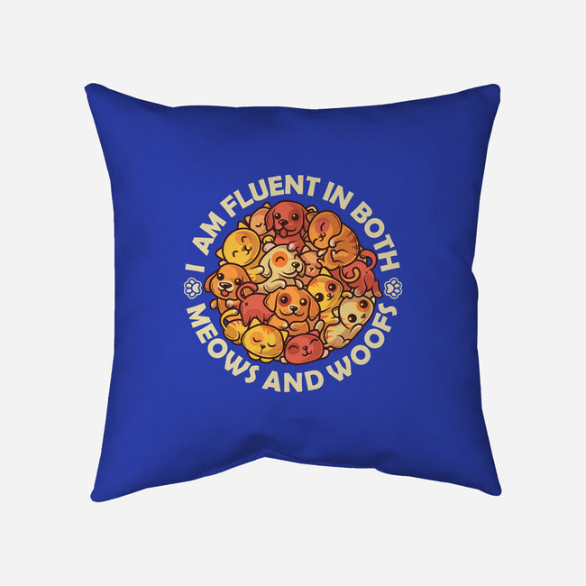 Fluent In Meows And Woofs-None-Removable Cover w Insert-Throw Pillow-erion_designs