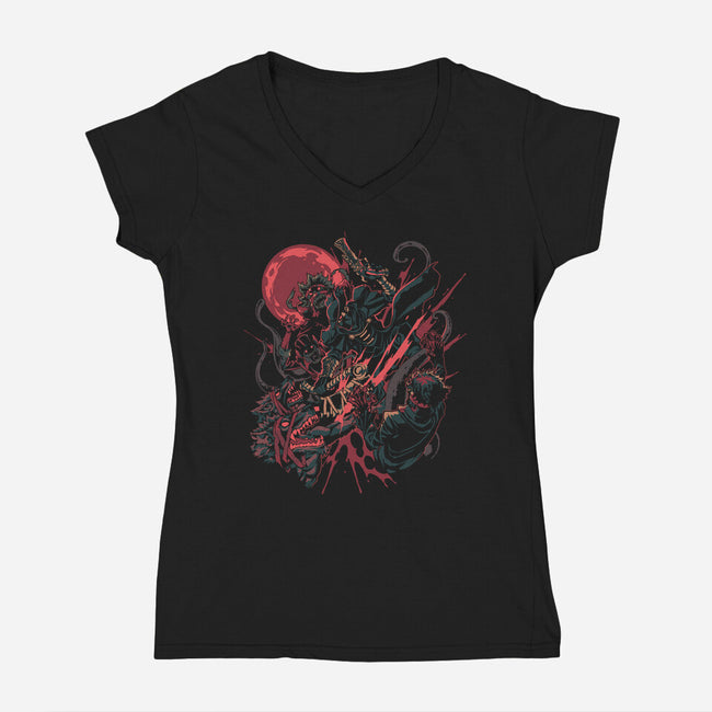 Night Hunt-Womens-V-Neck-Tee-Estudio Horta