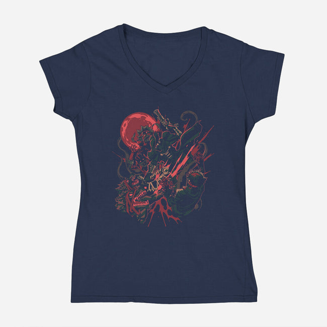 Night Hunt-Womens-V-Neck-Tee-Estudio Horta
