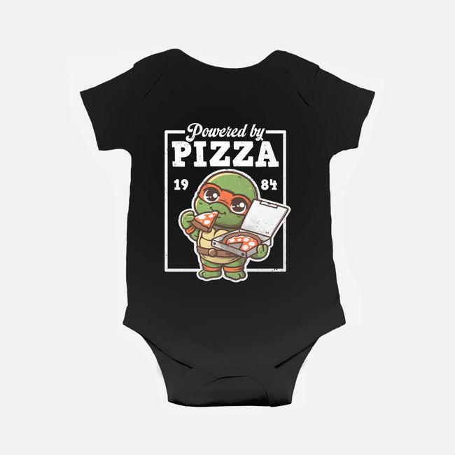 Turtle Powered By Pizza-Baby-Basic-Onesie-NemiMakeit
