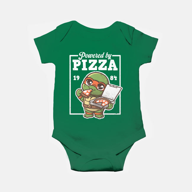 Turtle Powered By Pizza-Baby-Basic-Onesie-NemiMakeit