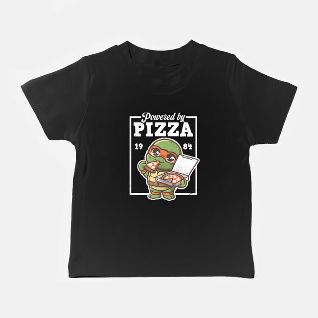 Turtle Powered By Pizza-Baby-Basic-Tee-NemiMakeit