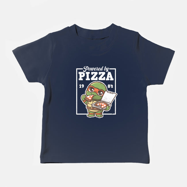 Turtle Powered By Pizza-Baby-Basic-Tee-NemiMakeit