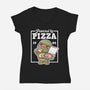 Turtle Powered By Pizza-Womens-V-Neck-Tee-NemiMakeit