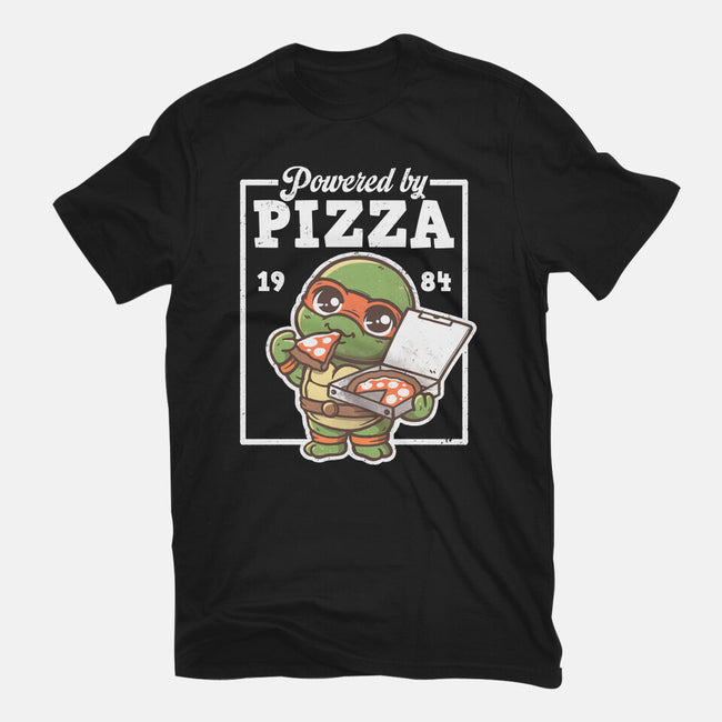 Turtle Powered By Pizza-Womens-Basic-Tee-NemiMakeit