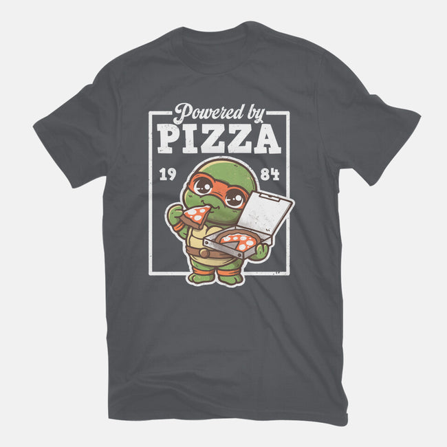 Turtle Powered By Pizza-Womens-Basic-Tee-NemiMakeit