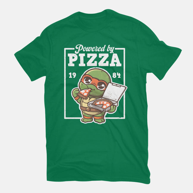 Turtle Powered By Pizza-Womens-Basic-Tee-NemiMakeit