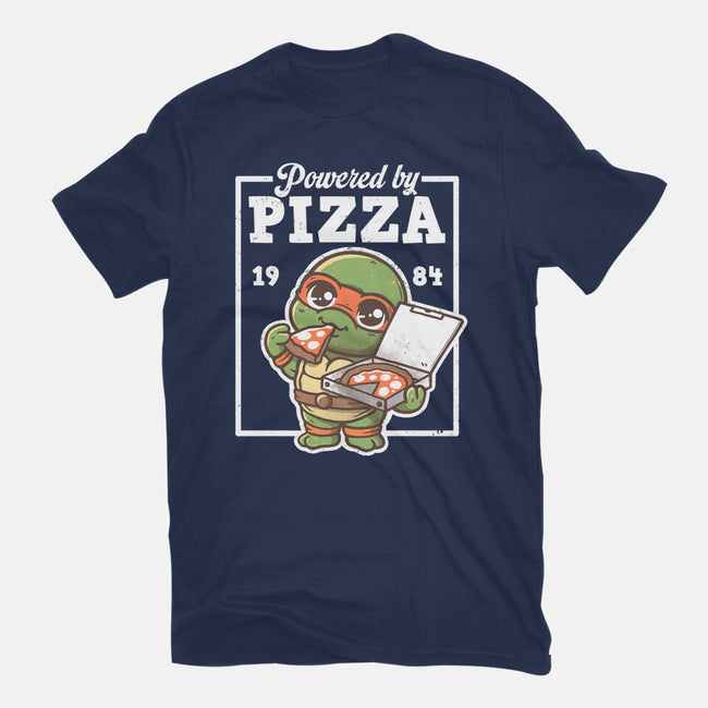 Turtle Powered By Pizza-Womens-Basic-Tee-NemiMakeit
