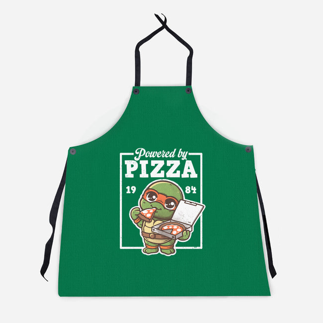 Turtle Powered By Pizza-Unisex-Kitchen-Apron-NemiMakeit