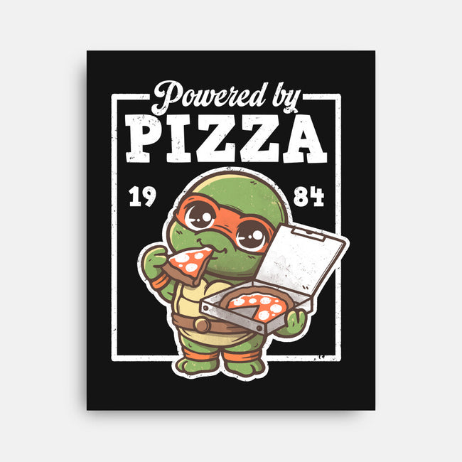Turtle Powered By Pizza-None-Stretched-Canvas-NemiMakeit