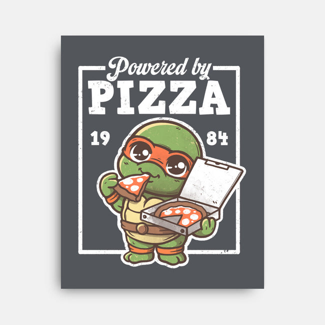 Turtle Powered By Pizza-None-Stretched-Canvas-NemiMakeit
