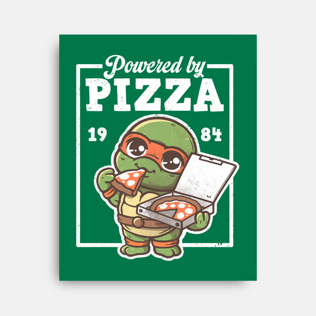 Turtle Powered By Pizza-None-Stretched-Canvas-NemiMakeit