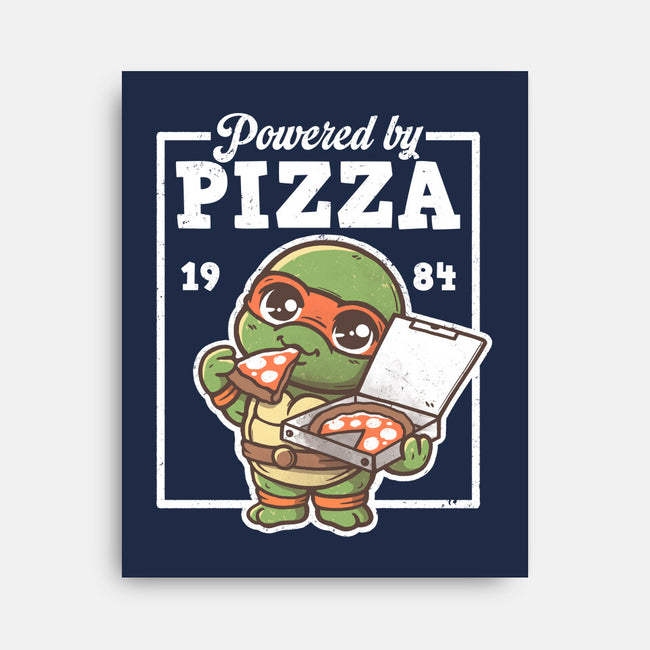 Turtle Powered By Pizza-None-Stretched-Canvas-NemiMakeit