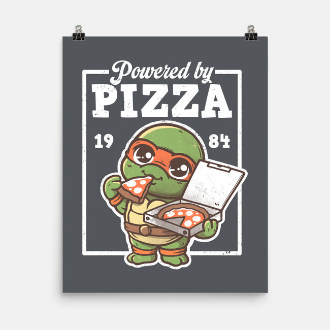 Turtle Powered By Pizza-None-Matte-Poster-NemiMakeit