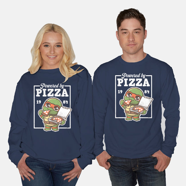 Turtle Powered By Pizza-Unisex-Crew Neck-Sweatshirt-NemiMakeit
