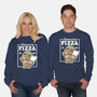 Turtle Powered By Pizza-Unisex-Crew Neck-Sweatshirt-NemiMakeit
