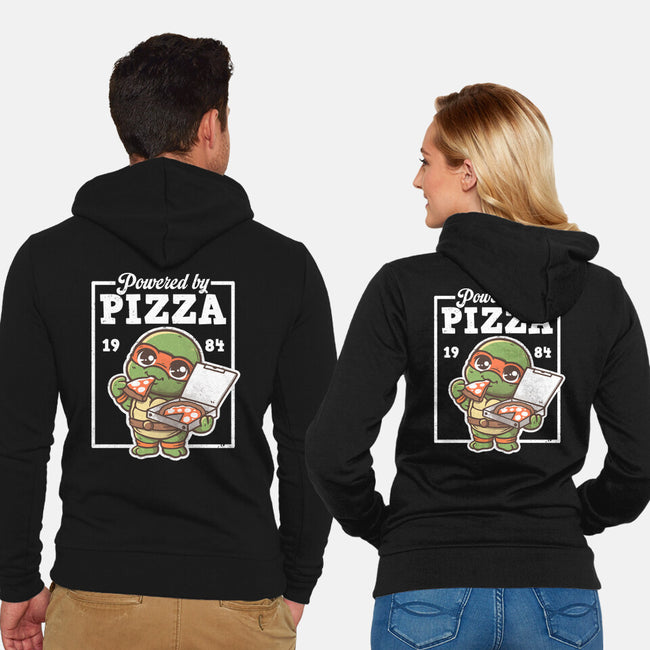 Turtle Powered By Pizza-Unisex-Zip-Up-Sweatshirt-NemiMakeit