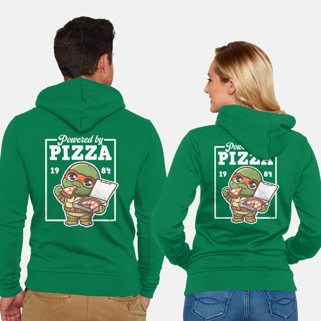 Turtle Powered By Pizza-Unisex-Zip-Up-Sweatshirt-NemiMakeit