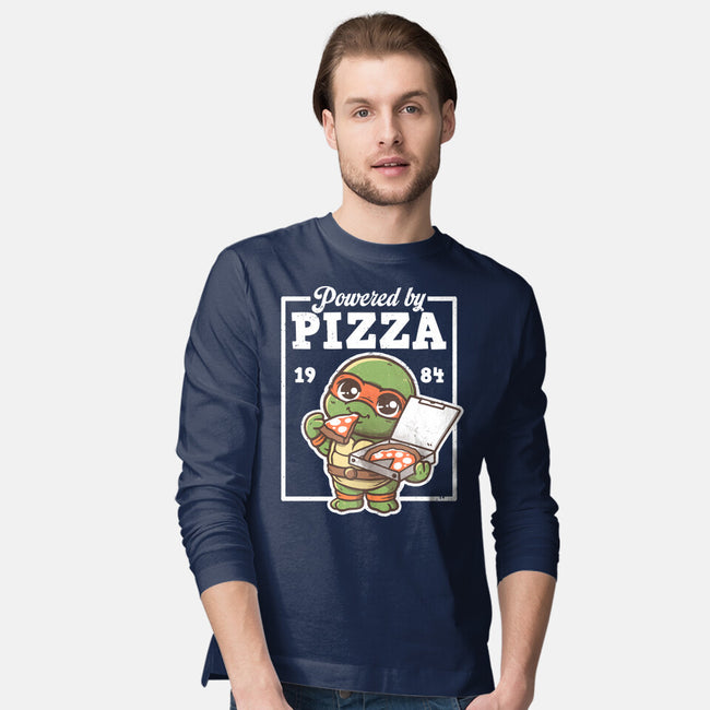 Turtle Powered By Pizza-Mens-Long Sleeved-Tee-NemiMakeit