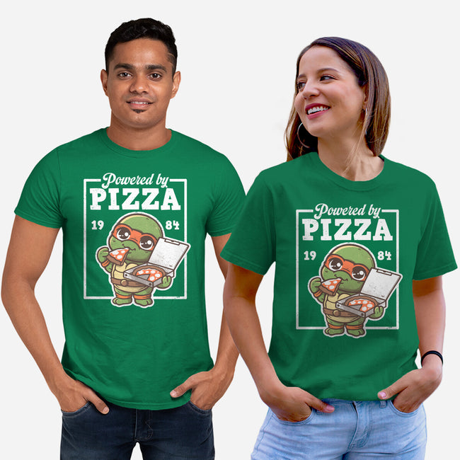 Turtle Powered By Pizza-Unisex-Basic-Tee-NemiMakeit