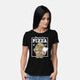 Turtle Powered By Pizza-Womens-Basic-Tee-NemiMakeit