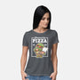 Turtle Powered By Pizza-Womens-Basic-Tee-NemiMakeit