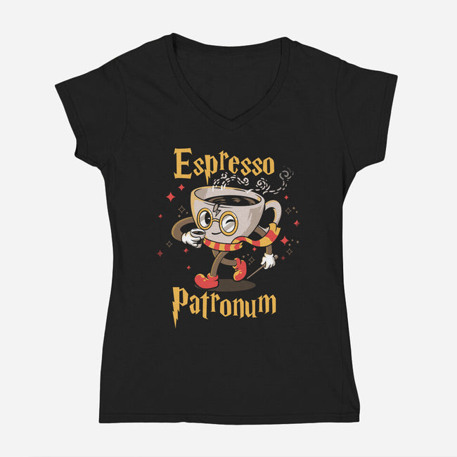 Magic Coffee-Womens-V-Neck-Tee-PopCultureWizard