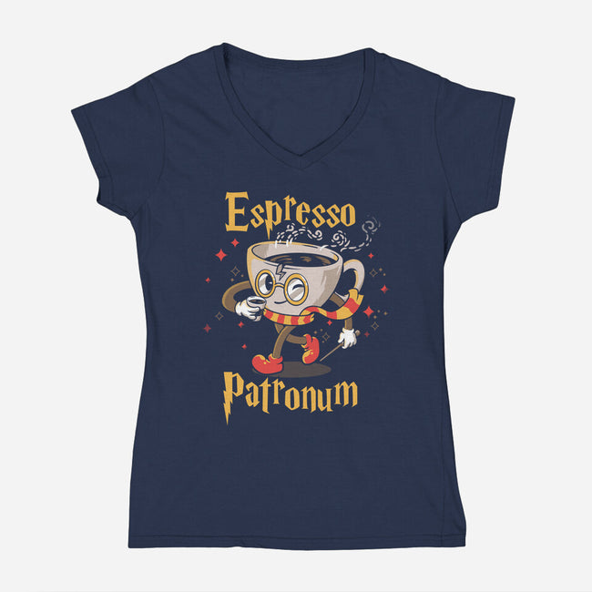 Magic Coffee-Womens-V-Neck-Tee-PopCultureWizard