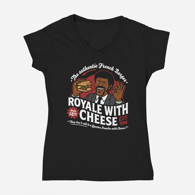Royale With Cheese-Womens-V-Neck-Tee-demonigote