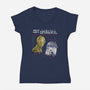 My Robotic Bromance-Womens-V-Neck-Tee-zascanauta