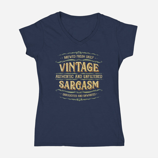 Vintage Sarcasm-Womens-V-Neck-Tee-kg07