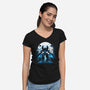Dragon Fly Moon-Womens-V-Neck-Tee-Vallina84