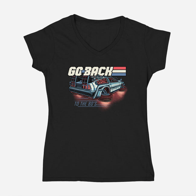 Go Back To The 80s-Womens-V-Neck-Tee-momma_gorilla