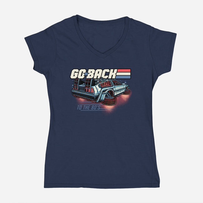 Go Back To The 80s-Womens-V-Neck-Tee-momma_gorilla