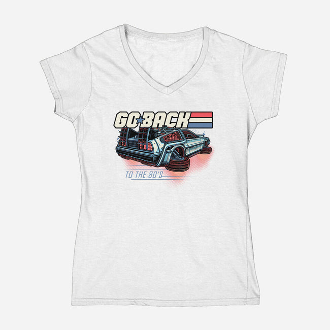 Go Back To The 80s-Womens-V-Neck-Tee-momma_gorilla