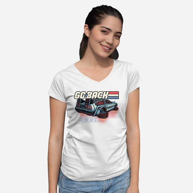 Go Back To The 80s-Womens-V-Neck-Tee-momma_gorilla