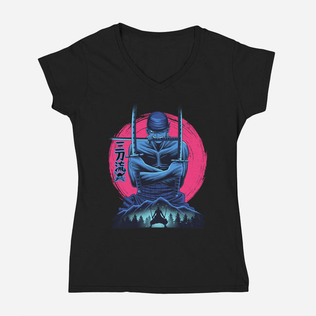 Three Swords Pirate-Womens-V-Neck-Tee-rmatix