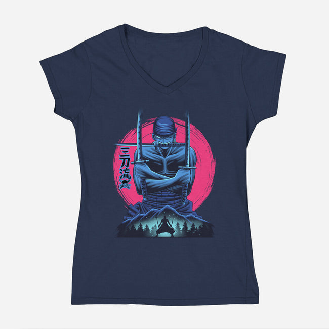 Three Swords Pirate-Womens-V-Neck-Tee-rmatix