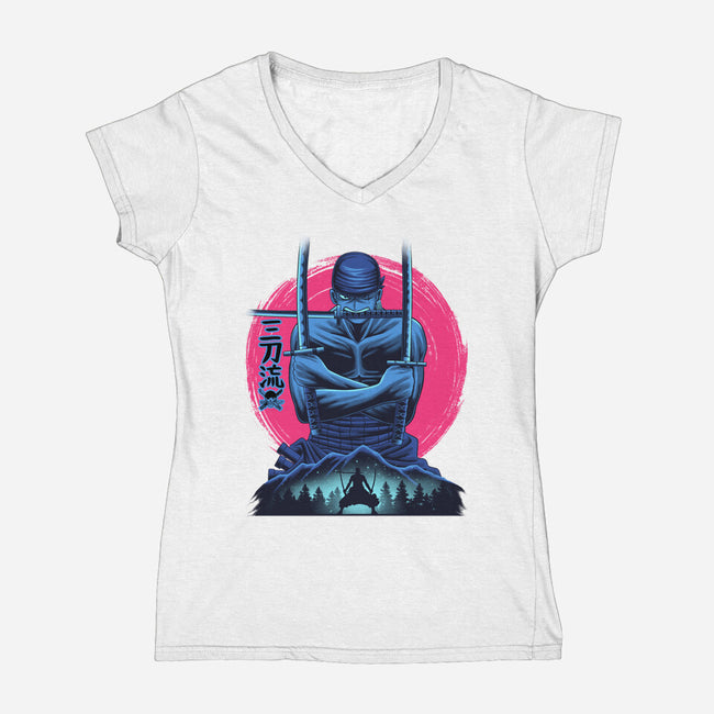 Three Swords Pirate-Womens-V-Neck-Tee-rmatix