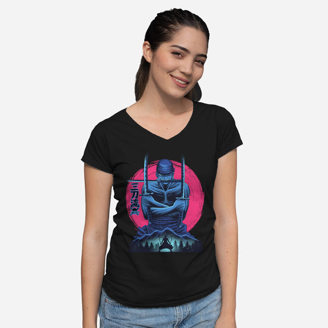 Three Swords Pirate-Womens-V-Neck-Tee-rmatix