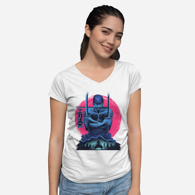 Three Swords Pirate-Womens-V-Neck-Tee-rmatix