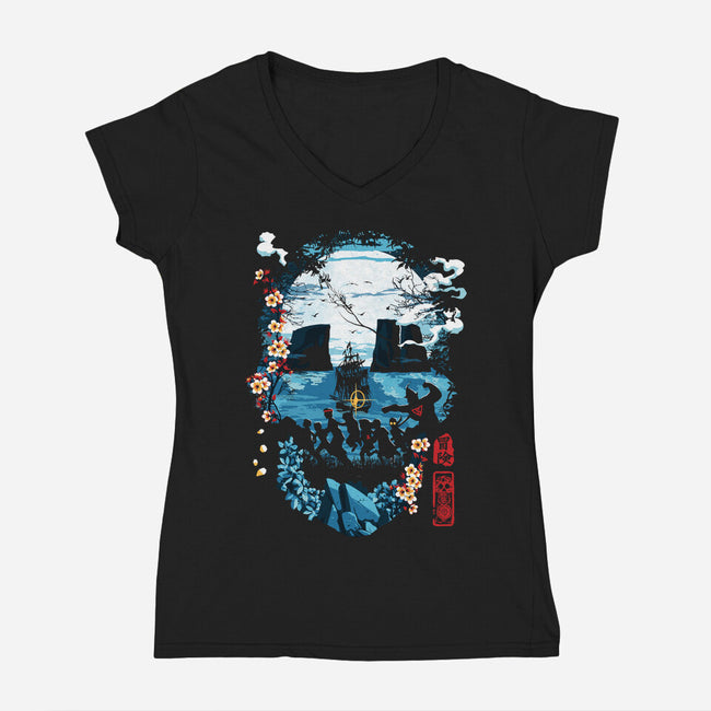 Night In Astoria-Womens-V-Neck-Tee-Arinesart