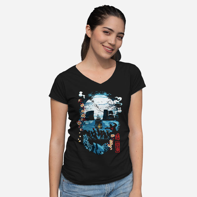 Night In Astoria-Womens-V-Neck-Tee-Arinesart